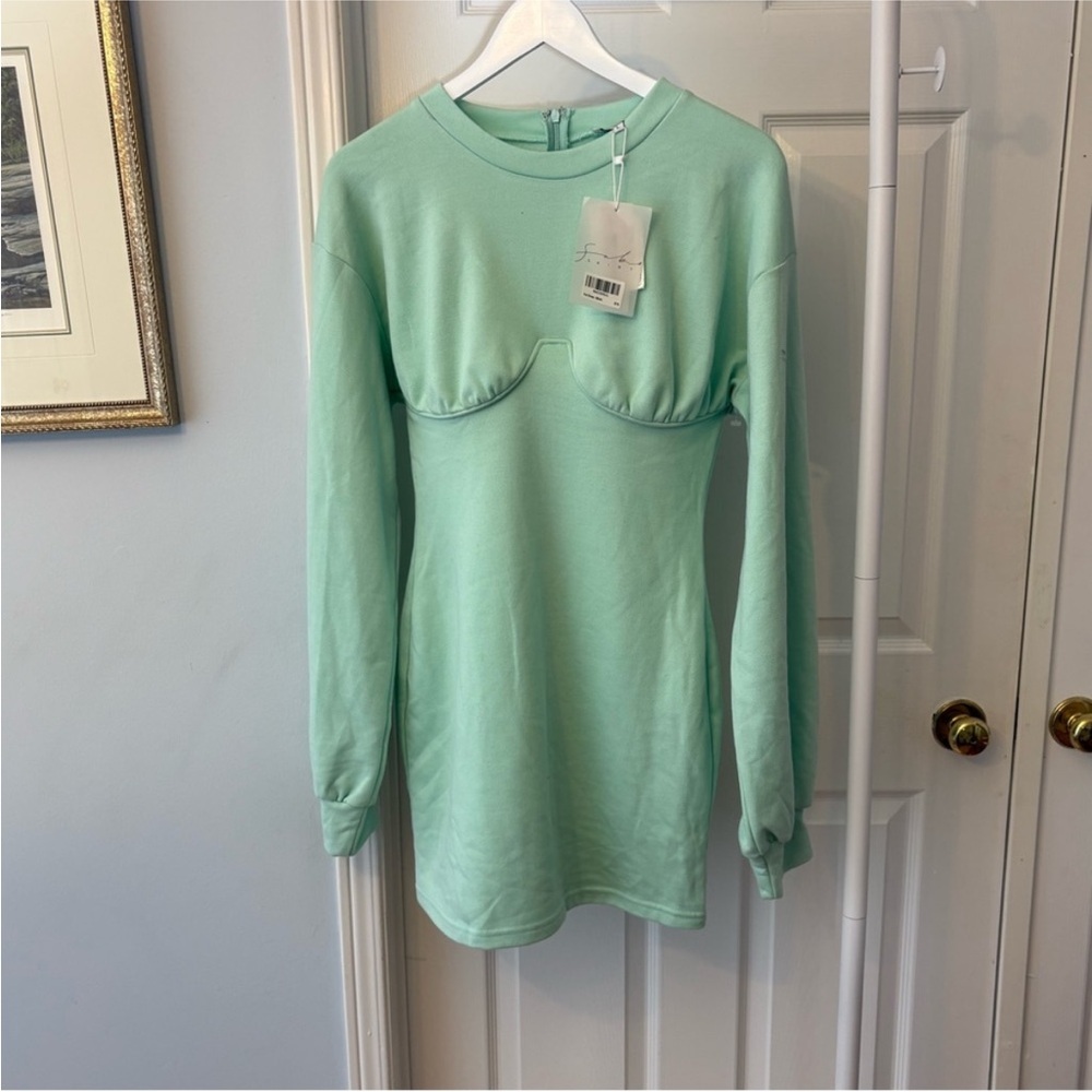 New Sabo Skirt Mint Green Long Sleeve Women's Dress Size Large  Cotton Blend - Picture 10 of 11